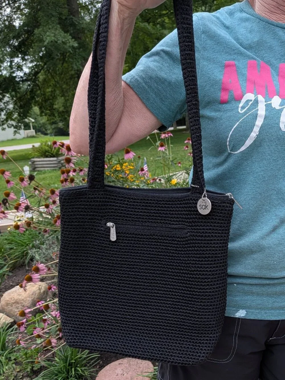 Black Crocheted The Sak Bag
